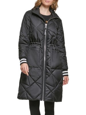 Куртка - Пуховик Стеганая с полосками на манжетах, черный Karl Lagerfeld Paris