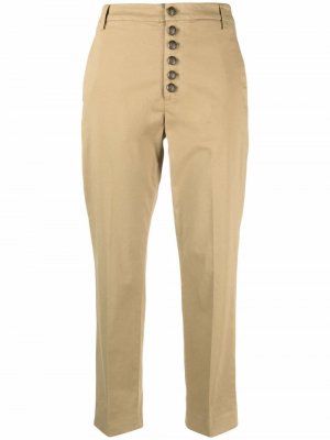 Укороченные брюки чинос с пуговицами DONDUP. Цвет: коричневый