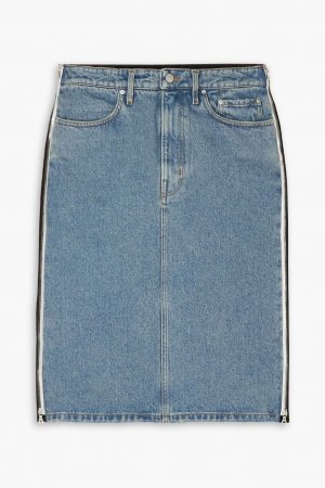 Двухцветная джинсовая юбка миди с молнией , средний деним Gauchere