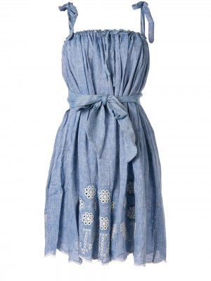 Платье миди с бретелями на завязках Innika Choo. Цвет: синий