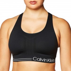 Женский спортивный бюстгальтер премиум-класса с влагоотведением и средней ударопрочностью , черный Calvin Klein
