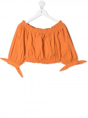 Укороченная блузка со сборками TWINSET Kids. Цвет: оранжевый