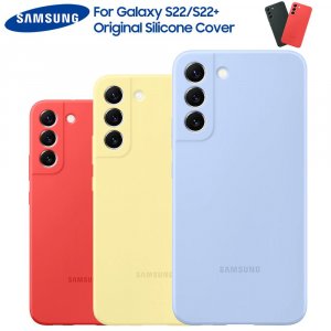 Оригинальный жидкий силиконовый чехол для Galaxy S22 + Plus, шелковистый мягкий на ощупь защитный телефона Samsung