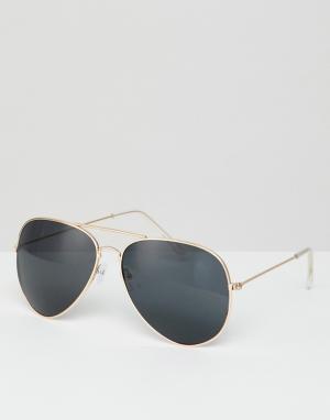 Солнцезащитные очки-авиаторы с черными стеклами -Золотой 7X