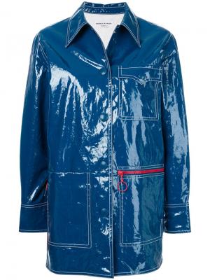 Переливающееся пальто с контрастной строчкой Sonia Rykiel. Цвет: синий