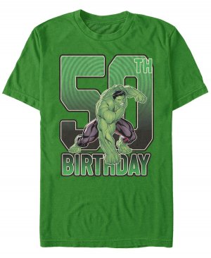 Мужская футболка с коротким рукавом marvel hulk smash 50th birthday Fifth Sun, изумрудный