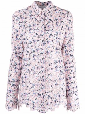 Рубашка с английской вышивкой и цветочным принтом Paco Rabanne. Цвет: розовый