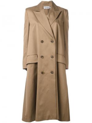Двубортное пальто Preen By Thornton Bregazzi. Цвет: коричневый