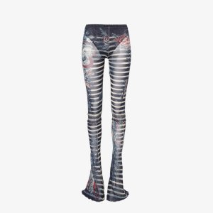 Расклешенные брюки из тканого материала средней посадки Marinière с графическим принтом , белый Jean Paul Gaultier