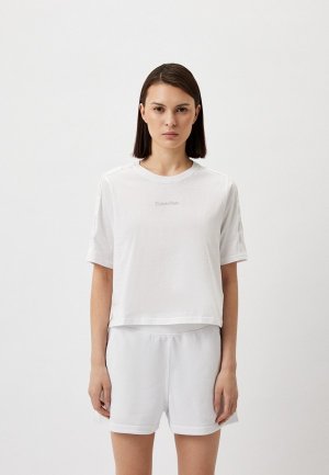 Футболка Calvin Klein Performance PW - SS T-Shirt (Cropped). Цвет: белый
