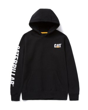 Женский пуловер с капюшоном логотипом CAT, черный Cat