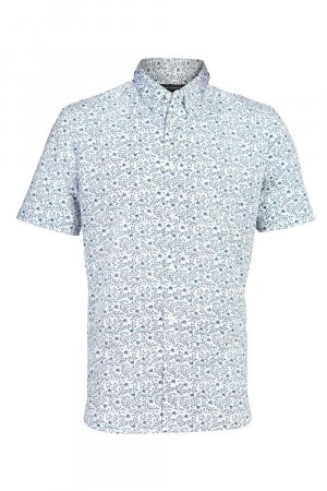 Хлопковая рубашка с коротким рукавом и цветочным принтом, синий French Connection