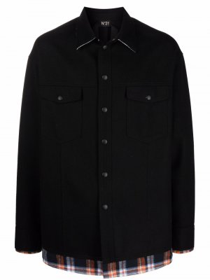 Клетчатая куртка-рубашка на кнопках Nº21. Цвет: черный