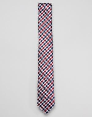 Шелковый галстук в клетку Ben Sherman. Цвет: красный