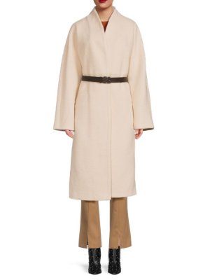 Длинное пальто с поясом из искусственного меха , цвет Cream Calvin Klein