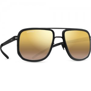 Солнцезащитные очки Gresso, квадратные, с защитой от УФ, зеркальные, для мужчин, черный GRESSO. Цвет: золотистый