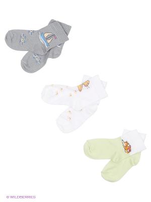 Носки детские, 3 пары БРЕСТСКИЕ. Цвет: светло-зеленый, светло-серый, белый