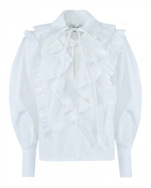 Хлопковая блуза MSGM. Цвет: белый