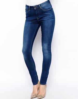 Зауженные джинсы с завышенной талией Regent Pepe Jeans. Цвет: синий