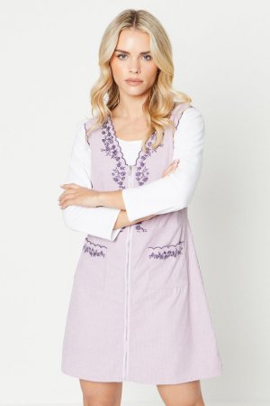 Вельветовое платье-сарафан Petite с фестонами и вышивкой , фиолетовый Oasis