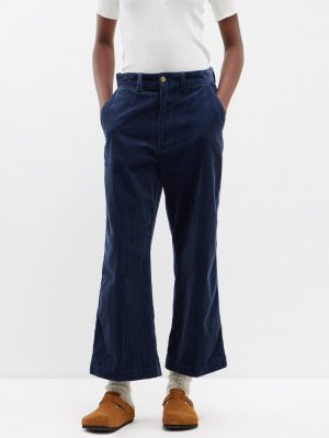 Укороченные брюки широкого кроя из хлопково-вельвета, синий Polo Ralph Lauren