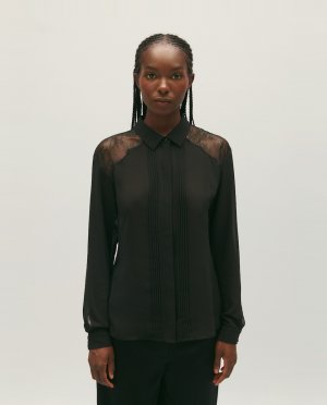 Черная кружевная женская рубашка , черный Claudie Pierlot