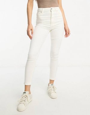 Белые джинсы скинни длиной до щиколотки с завышенной талией Petite Bershka
