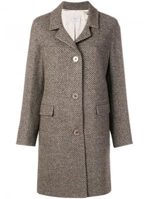 Пальто с узором елочкой Alberto Biani. Цвет: коричневый