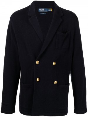 Двубортный кашемировый пиджак Polo Ralph Lauren. Цвет: синий