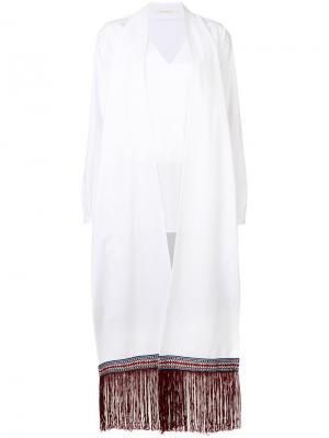 Рубашка с бахромой Popeline Miahatami. Цвет: белый
