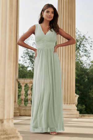 Платье-макси без рукавов под грудь из свадебной коллекции , зеленый Lipsy