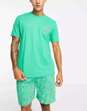Зеленый короткий пижамный комплект Nutcracker Brave Soul