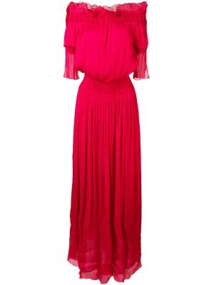 Длинное платье с открытыми плечами Genny. Цвет: розовый и фиолетовый