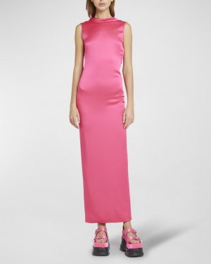Атласное коктейльное платье Enver с драпировкой на открытой спине Versace