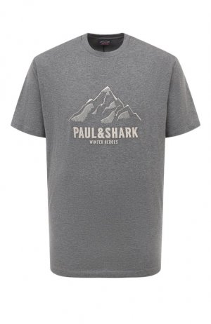 Хлопковая футболка Paul&Shark. Цвет: серый