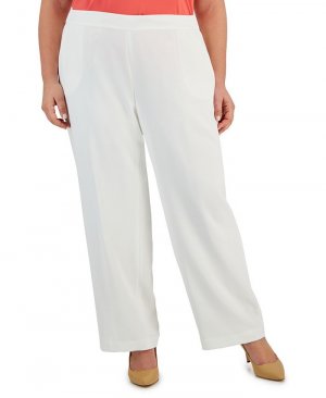 Прямые брюки больших размеров с эластичной спинкой и застежкой на застежку , белый Kasper