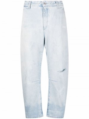 Зауженные джинсы с эффектом потертости Off-White. Цвет: синий
