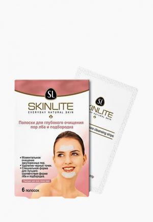 Набор для ухода за лицом Skinlite Тканевые полоски глубокого очищения пор лба и подбородка, 6 шт. Цвет: белый