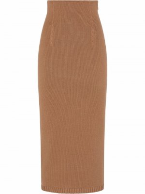 Трикотажная юбка-карандаш Fendi. Цвет: коричневый