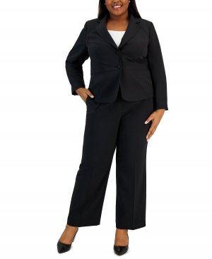 Креповый пиджак с двумя пуговицами больших размеров, брючный костюм , черный Le Suit
