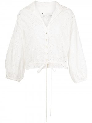 Блузка с кулиской и вышивкой Cara. Цвет: белый