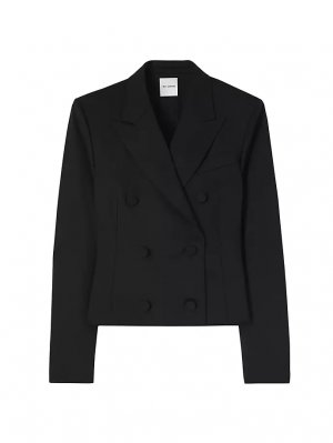 Двубортный пиджак из эластичной шерсти , черный St. John