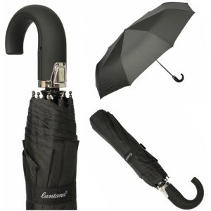 Зонт мужской черный, полный автомат, ручка крюк, купол 9 спиц 100см. Lantana. Цвет: черный