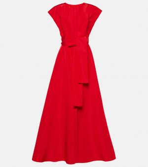 Шелковое платье с поясом , красный Carolina Herrera