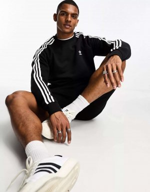 Черный свитшот с тремя полосками adicolor Adidas Originals. Цвет: черный