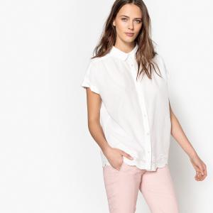 Рубашка объемного покроя в стиле бойфренд, с короткими рукавами MADEMOISELLE R. Цвет: белый,розовый
