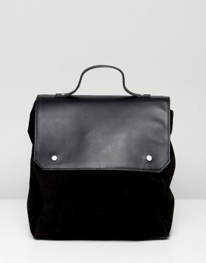 Большой квадратный замшевый рюкзак -Черный ASOS DESIGN