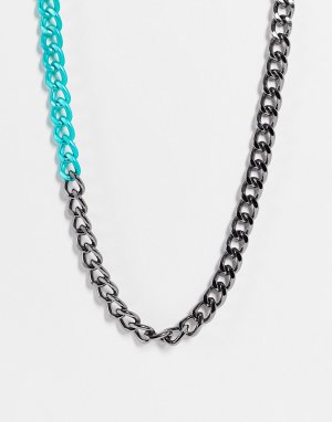 Голубое ожерелье из пушечной бронзы с застежкой-карабином и треугольным элементом -Голубой WFTW