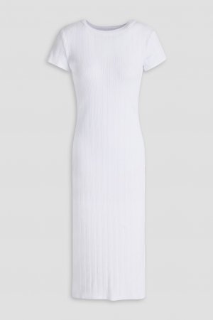 Платье миди из эластичного хлопка и модала в рубчик ENZA COSTA, белый Costa