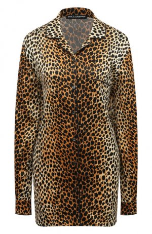 Шелковая рубашка Dolce & Gabbana. Цвет: леопардовый